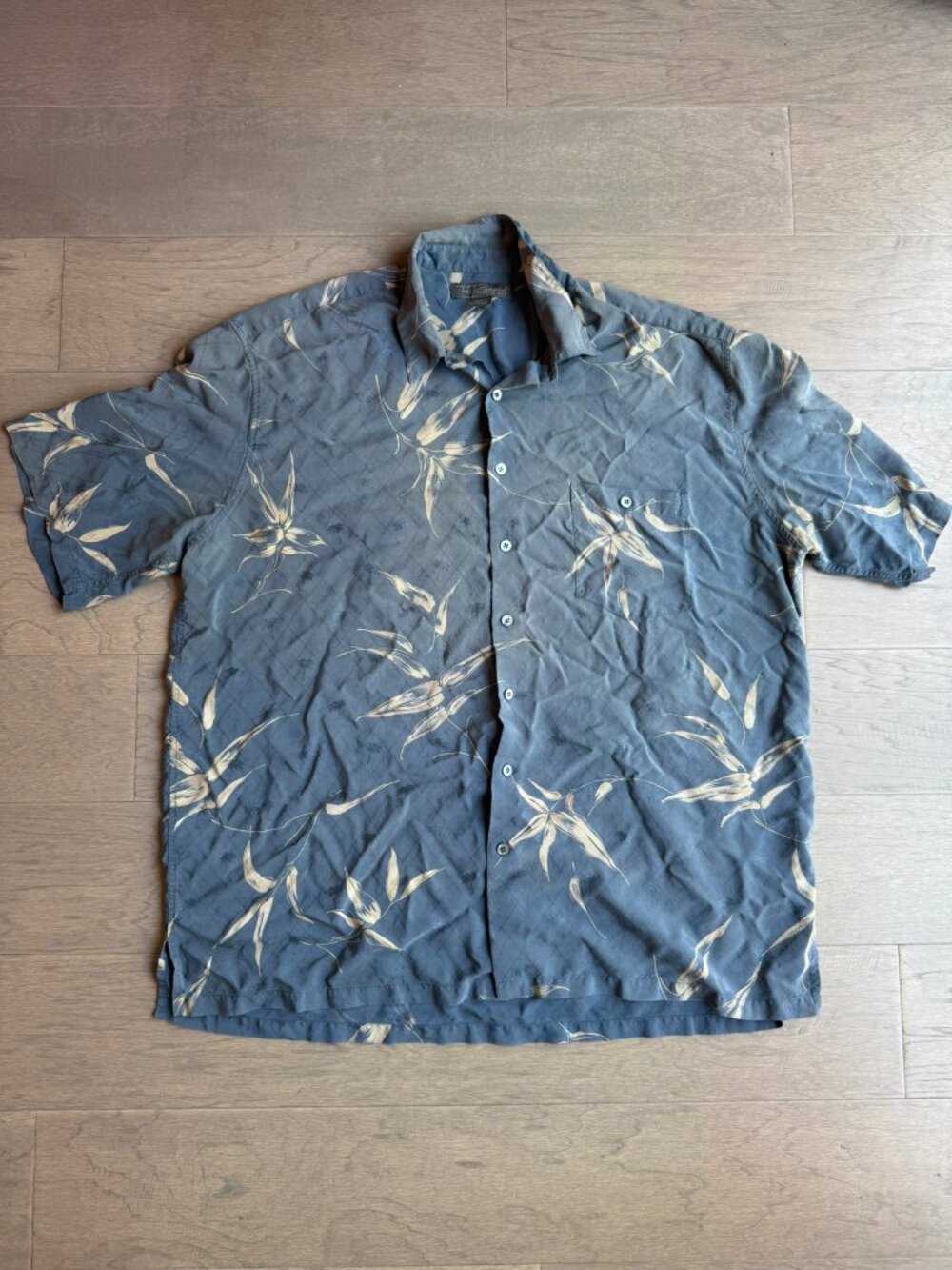 Tori Richard Mens 2XLT Tall 100% Silk Hawaiian Shirt Blue Floral Aloha
